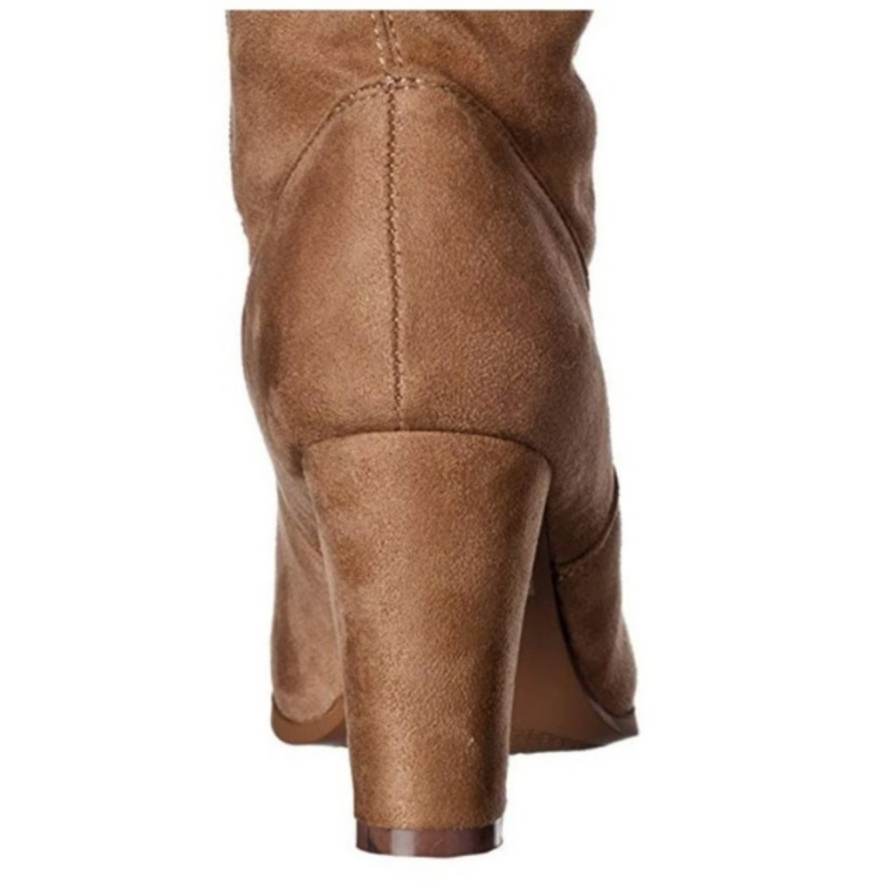 Tan Suede Over the Knee Thigh High Heel Boots - Picture 6 of 7